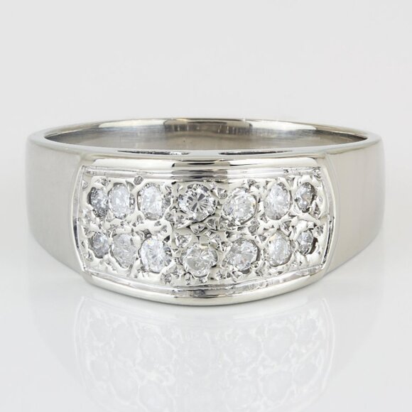 14KWG Pave Diamond Retro Anniversary Band Cocktail Ring by FDC